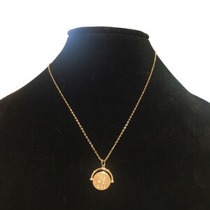 LuLu Dk Cryptic Code Spin Spinner Charm Necklace 14K Gold plated brass